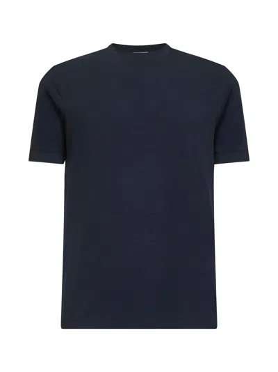 GIORGIO ARMANI ICON BLUE STRETCH VISCOSE JERSEY ICON T-SHIRT <BR/>