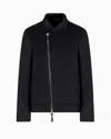 Giorgio Armani Official Store Icon Cashmere Casentino Wool Blouson In Navy Blue