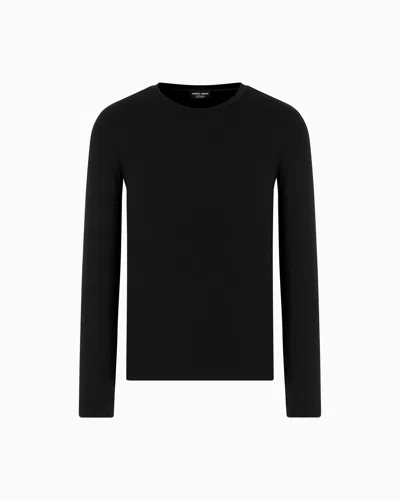 Giorgio Armani Icon Cashmere Interlock Crew-neck Jumper In Black