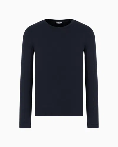 Giorgio Armani Icon Cashmere Interlock Crew-neck Jumper In Black