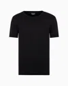 Giorgio Armani Icon Crew-neck, Short-sleeved Jumper In Cashmere Interlock In Black