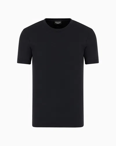 GIORGIO ARMANI ICON CREW-NECK, SHORT-SLEEVED JUMPER IN CASHMERE INTERLOCK