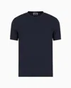 Giorgio Armani Asv Stretch Viscose And Cashmere Blend Crew Neck T-shirt In Blu  Navy