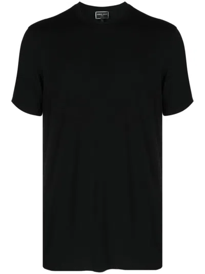 Giorgio Armani Icon Crew-neck T-shirt In Stretch Viscose Jersey Clothing In Black