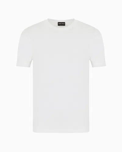 Giorgio Armani Pure Cotton Interlock Signature Logo T-shirt In White