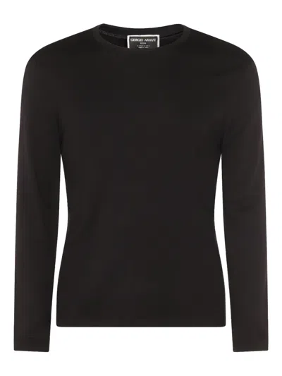 Giorgio Armani Icon Long-sleeve Cashmere Sweater In Black