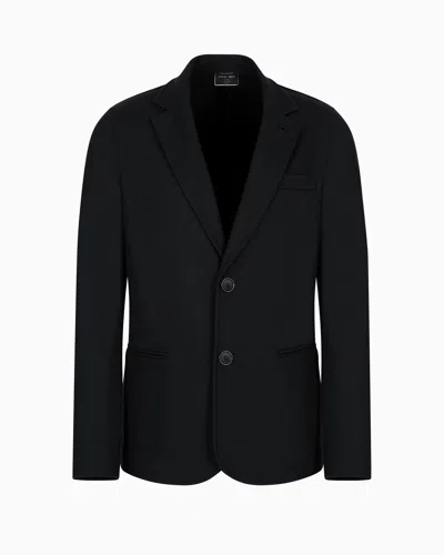 Giorgio Armani Official Store Icon Single-breasted Jacket In Pure Cashmere Jersey Cloth In Black