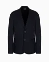 Giorgio Armani Official Store Icon Single-breasted Jacket In Pure Cashmere Jersey Cloth In Navy Blue