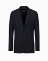 Giorgio Armani Official Store Icon Single-breasted Jacket In Technical Waffle Fabric In Navy Blue