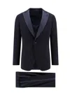 Giorgio Armani Single-breasted Wool Tuxedo Suit In Blue