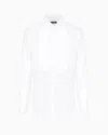 Giorgio Armani Official Store Icon Tuxedo Shirt In Cotton Poplin In White