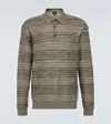 Giorgio Armani Intarsia Linen-blend Polo Sweater In Multicoloured