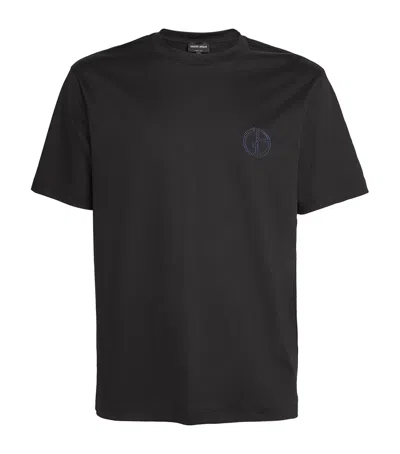 Giorgio Armani Interlock Logo T-shirt In Black
