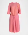 Giorgio Armani Iridescent Chiffon 3/4-sleeve Midi Dress In Solid Light/pastel P