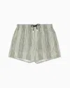 Giorgio Armani Official Store Irregular Striped Print Swim Trunks In Green