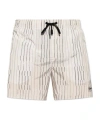 Giorgio Armani Official Store Irregular Striped Print Swim Trunks In White