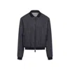 Giorgio Armani Pointed Collar Blue Linen Blouson Jacket In Blue