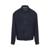 Giorgio Armani Collared Long Sleeve Jacket With Chest Pockets In Blue