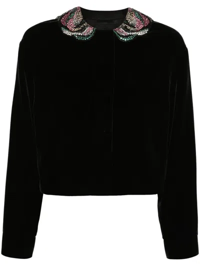 Giorgio Armani Crystal Embellished Jacket In Black