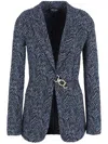 Giorgio Armani Official Store Single-breasted Jacket In Viscose Jacquard And Jersey Cashmere In Black