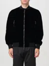 Giorgio Armani Velvet Bomber With Ribbed Accents In Black