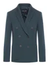 Giorgio Armani Notched-lapels Double-breasted Blazer In Green