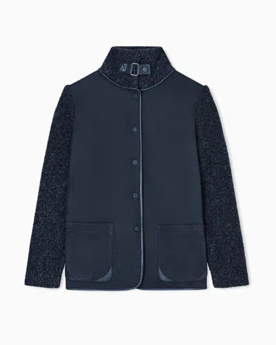 Giorgio Armani Jacket In Calfskin And Cashmere And Silk Bouclé In Multi