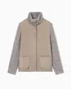 Giorgio Armani Jacket In Calfskin And Cashmere And Silk Bouclé In Brown