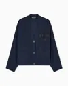Giorgio Armani Jacket In Technical Cady In Blue