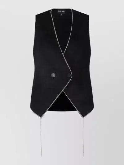 Giorgio Armani Jacket Rhinestone Detail Sleeveless Tailored Silhouette In Black