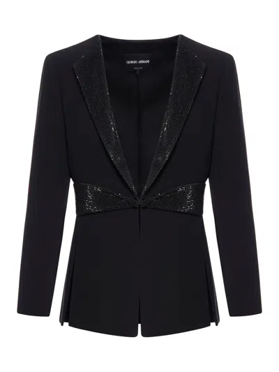 GIORGIO ARMANI JACKET WITH TONE-ON-TONE RHINESTONE INSERTS