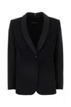 Giorgio Armani Wool Blazer With Shawl Lapel And Chest Pocket In Black