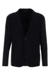Giorgio Armani Midnight Blue Stretch Wool Blazer In Blue