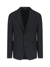 Giorgio Armani Raised-seam Striped Single-breasted Blazer In Black