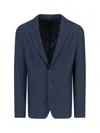 Giorgio Armani Tailored Jacket Textured Fabric In Blue