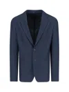 Giorgio Armani Tailored Jacket Textured Fabric In Blue