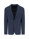 Giorgio Armani Tailored Jacket Textured Fabric In Blue