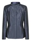 Giorgio Armani Sequin Jacquard Single-breasted Evening Jacket In Blue