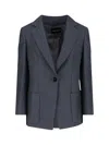 Giorgio Armani Sleek Modern Grey Jacket With Structured Silhouette In Blue