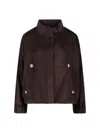 Giorgio Armani Relaxed Fit Cropped Jacket With Decorative Buttons In Brown