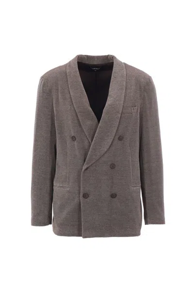 Giorgio Armani Double-breasted Blazer In Brown