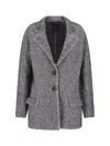Giorgio Armani Textured Blazer With Flap Pockets And Lapel In Gray