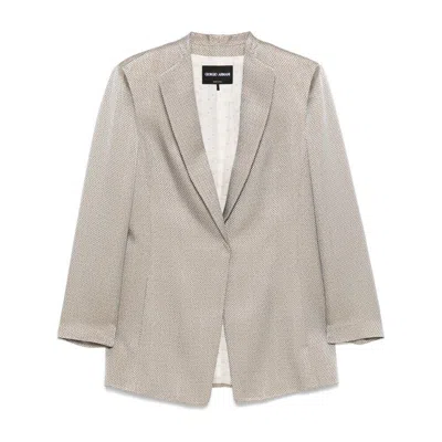 Giorgio Armani Jacquard Blazer In Neutral