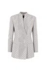 Giorgio Armani Jacquard Jacket Geometry Micropaillettes In Mirage Grey