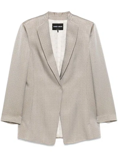 Giorgio Armani Jacquard Blazer In Grey