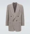 Giorgio Armani Double-breasted Textured Blazer In Grey