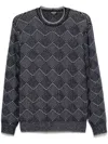 Giorgio Armani Jacquard Cashmere Sweater In Blue