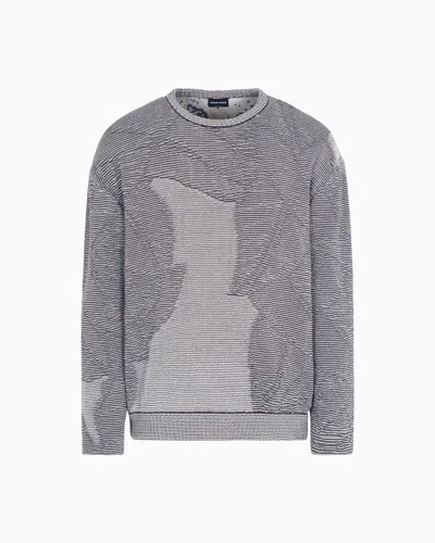 Giorgio Armani Jacquard Cotton, Viscose And Cashmere Crew-neck Jumper In Gray