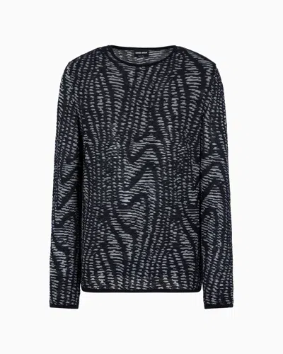 GIORGIO ARMANI JACQUARD COTTON, VISCOSE AND CASHMERE CREW-NECK JUMPER