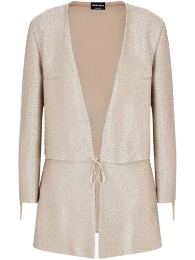 Giorgio Armani Giacca Jersey Jacquard In Neutral
